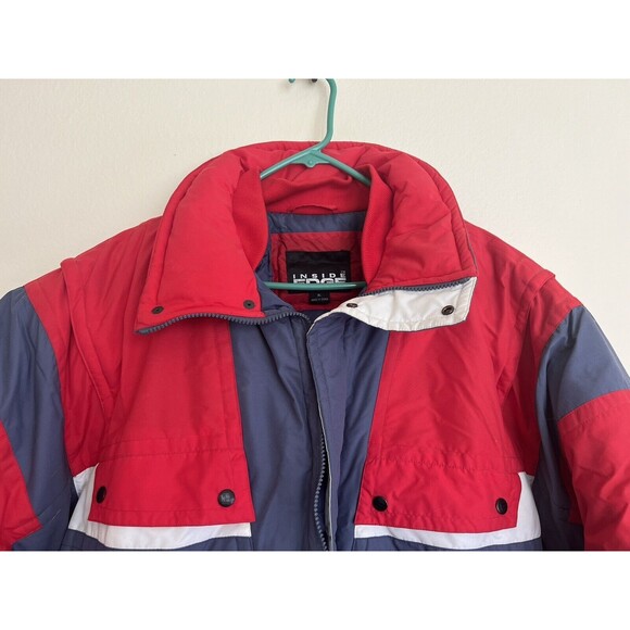 Vtg 80s Inside Edge‎ Red Grey Snow Ski Colorblock Down Jacket Coat Men’s XL - Picture 2 of 11